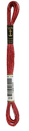 Anchor 4180000-00318 Stickgarne, 65% Viskose, 35% MetallisedPolyester, rot, 8m, 4 Gramm