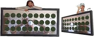 Golf-Ball Vitrine als Bilderrahmen mit Kunstrasen 27 Golfbälle zum Stellen und hängen (Birkenachbildung) (schwarz)