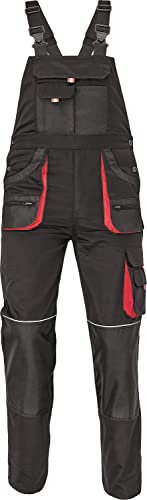Stenso EM Salopette De Travail Homme - Salopette Homme avec Bretelles Réglables, Genoux Renforcés, Poches Multiples Dont Cargo Et Arrière, Tissu Oxford 600D, Poche pour Genouillères Noir - 62