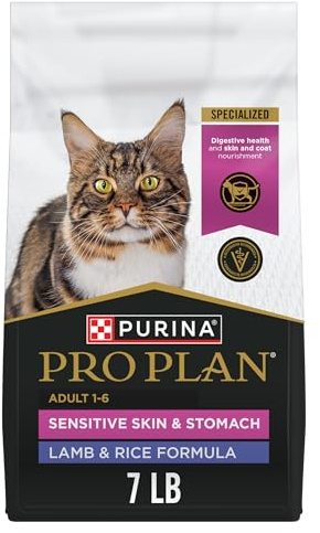 Purina Pro Plan Sensitive Skin and Stomach Cat Food, Lamb and Rice Formula - 7 lb. Bag
