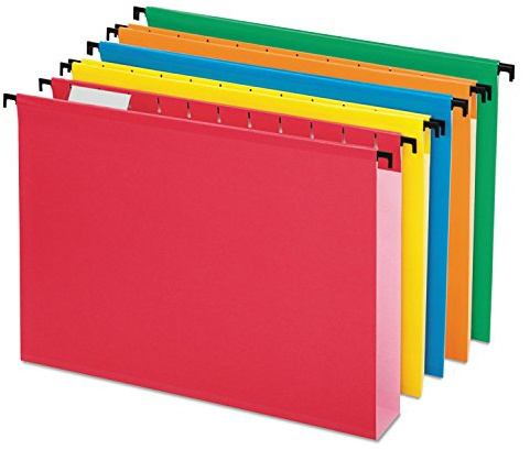 Pendaflex SureHook Extra Capacity Reinforced Hanging Folders, Letter Size, Assorted Colors, Total of 20 Folders per Box (6152X2 ASST)