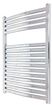 500mm(w) x 800mm(h) Ellipse Curved Chrome Designer Central Heating Heated Towel Rail, Radiator, Warmer - 1856 BTUs
