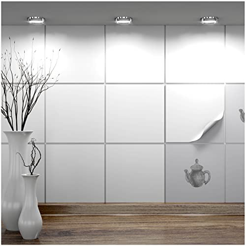 FoLIESEN - Adesivi per piastrelle 20x20 cm | Adesivi murali autoadesivi per bagno e cucina I Resistenti ai graffi e rimovibili | 100 Decalcomania per piastrelle, .:Bianco lucido