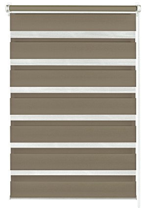 Gardinia Doppelrollo zum Klemmen oder Kleben, Duo-Rollo/Seitenzugrollo, Transparente und blickdichte Streifen, Alle Montage-Teile inklusive, Mocca, 45 x 150 cm (BxH), 33682