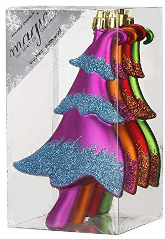 Inge-glas 4 Christbaumkugeln Kunststoff 14cm Tannenbäume Kunststoff // Christbaumschmuck Weihnachtskugeln Weihnachtsschmuck Weihnachten Deko Tannenbaum Weihnachtsbaum Bäume, Farbe:Mille-Fiori (bunt)
