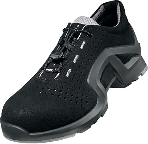 Uvex 1 x-tended Support Halbschuh, Sicherheitsschuhe S1 SRC, Arbeitsschuhe für Damen & Herren, Schwarz/Silber, Größe 41