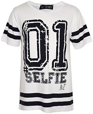 A2Z 4 Kids Girls Top 01 Selfie Print Designer - Fashion Top White 7-8