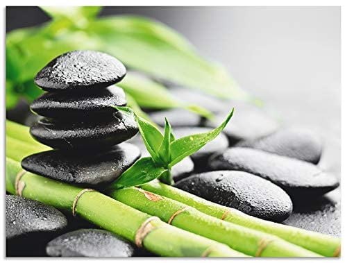 ARTland Wanddeko Wandbild Alu Verbundplatte für Innen & Outdoor Bild Asien Zen Spa Steine Bambus Asiatisch Wellness T5WD