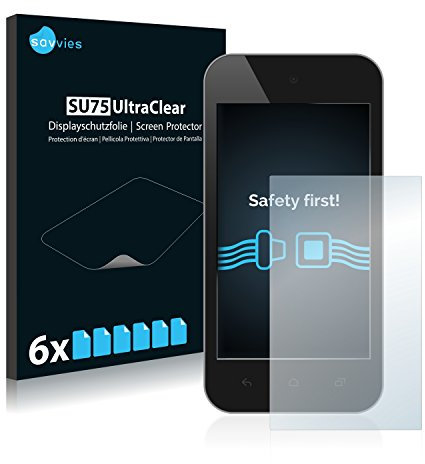 Savvies 6 Stück Schutzfolie 4.3 für Standardgrößen mit 4,3 Zoll (10.9 cm) [96.5 x 55.3 mm, 16:9] Displayschutz-Folie Ultra-Transparent