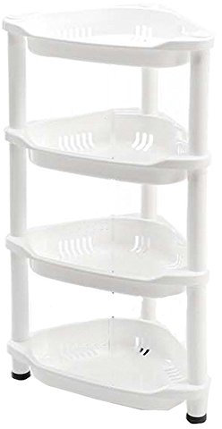 Macallen Bathroom Corner Shelf Storage Unit Freestanding Caddy Plastic White