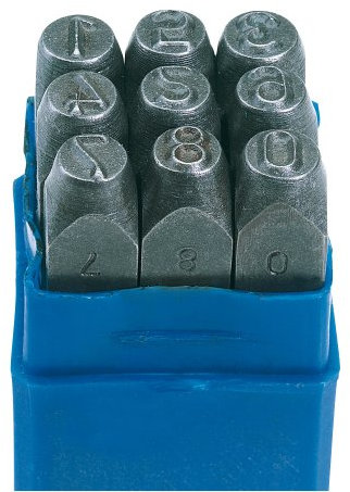 Draper 37338 0-9 Number Stamp Set, 1/4 Height, 10 Pieces,Blue