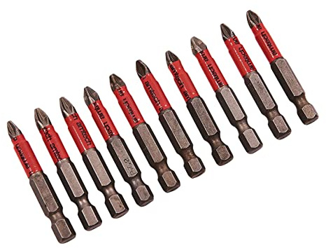 Amtech - 10pc 50mm PZ2 Non-Slip Bit Set, S2 Steel with Serrated Tips, for Controlled Screwdriving in DIY & Light Trade Tasks