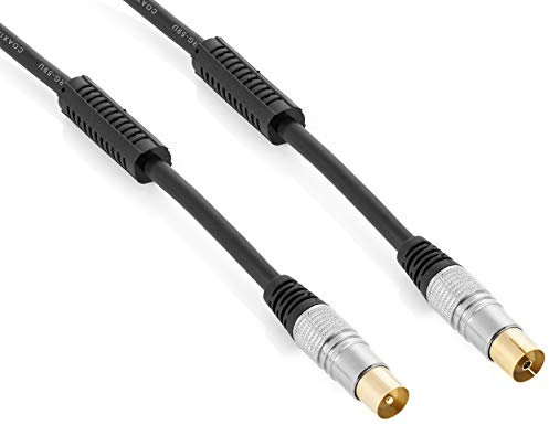 POPPSTAR Cavo coassiale, cavo antenna, cavo di prolunga 10 metri, HDTV, spina coassiale/presa coassiale, contatti dorati