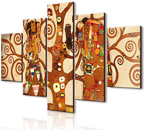 Quadro Moderno 5 Pezzi In Legno Vogue 66x115 Cm L Albero Della Vita