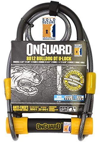 OnGuard Bulldog DT 8012 Bike U Lock with Cable - Sold Secure Silver