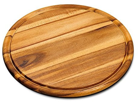 KESPER 28444 Lot de 1 assiettes en bois d'acacia pour viande, Ø 30 cm, certifié FSC, convient également comme plateau à pizza ou planche à découper