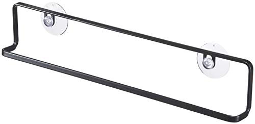 Yamazaki 6797 TOWER Wandhandtuchhalter L mit Saugnapf, schwarz, Stahl, minimalistisch, 35.5 x 4 x 7 cm