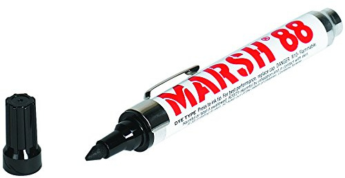 Aviditi Marsh 88 Valve Markers, Black, Permanent Ink, Large Ink Resevoir, Waterproof Ink is Ideal for Marking Porous Surfaces in the Office and Warehouse, Case of 12