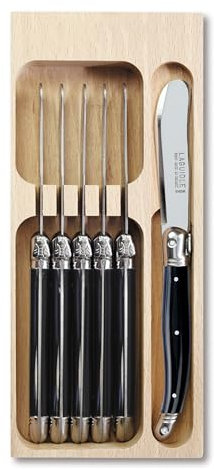 Laguiole 6pc Butter Knife Set In Tray (Black)