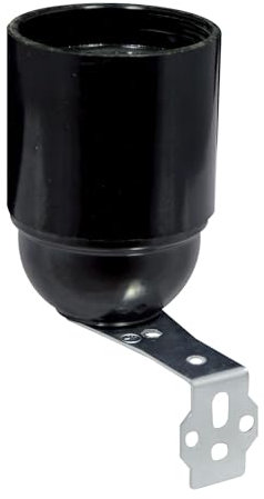 Tibelec 819220 Douille E27 Lisse Femelle + Support équerre, Bakélite, Black