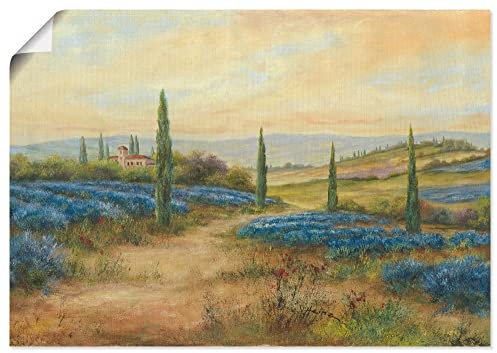 ARTland Wanddeko Poster & Kunstdrucke Wandposter 100 x 70 cm Landschaften Europa Frankreich Malerei Creme Lavendelfelder A0ZC
