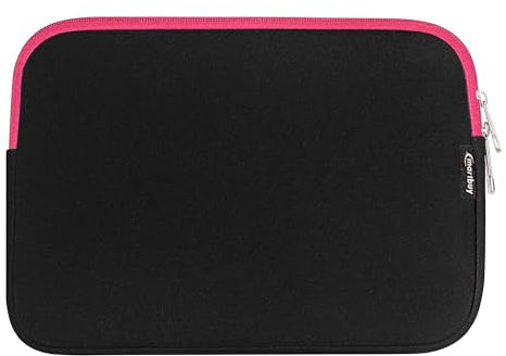 Emartbuy® HP Pavilion x2 Detachable Laptop 10.1 Inch Black/Pink Water Resistant Neoprene Soft Zip Case Cover Sleeve With Pink Interior & Zip (10-11 Inch eReader/Tablet/Netbook)