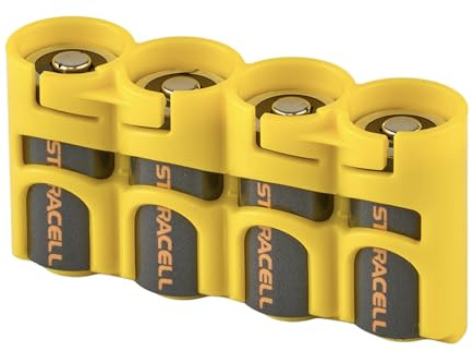Storacell PowerPax CR123 Battery Caddy, Yellow, 4-Pack