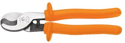Klein Tools 63050-INS Kabelschneider, isolierter Kabelschneider mit Einhandschere für Aluminium, weiches Kupfer, Kommunikationskabel