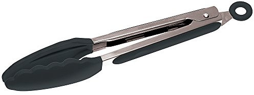 Sambonet Gadgets Pinza a Foglia, Ustensili Cucina per Servire in Tavola, Resiste a Temperature da -40°c a oltre +200°c, in Silicone, Lavabili in Lavastoviglie, Black, 23 cm