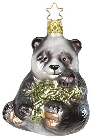 Panda Bär 9cm, Luxus Christbaumkugeln GLAS Handarbeit mundgeblasen handbemalt // Weihnachtskugeln Baumkugeln Baumschmuck Glücksbringer Geschenk Germany