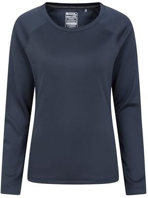 Mountain Warehouse Endurance Womens Top - Lightweight Ladies Top, Long Sleeve Tee, Quick Drying Tshirt, UV Protection Tee Shirt - for Spring Summer Travel Navy Women's Size 10
