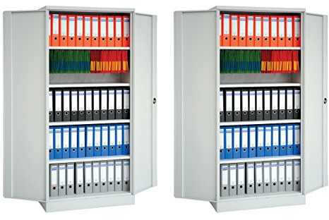 Schrank & Stuhl | 2 Stahlschränke/Metallschränke 195 x 92 x 42 cm (HxBxT) - komplett montiert