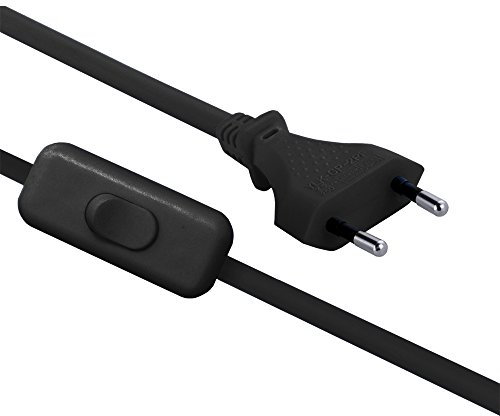 Electraline 70527 Cordon avec Interrupteur et Prise européenne, Longueur 1,5 m, Blanc