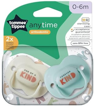 Tommee Tippee Closer To Nature Anytime, Orthodontische Schnuller, 2er Pack, BPA-frei, farblich sortiert