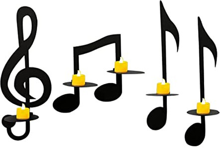 Kerzenhalter Wand Wandkerzenhalter 4 Stück Musiknote Wand Kerzenhalterung Wandteelichthalter aus Metall, für Schlafzimmer Esszimmer Wohnzimmer Badezimmer