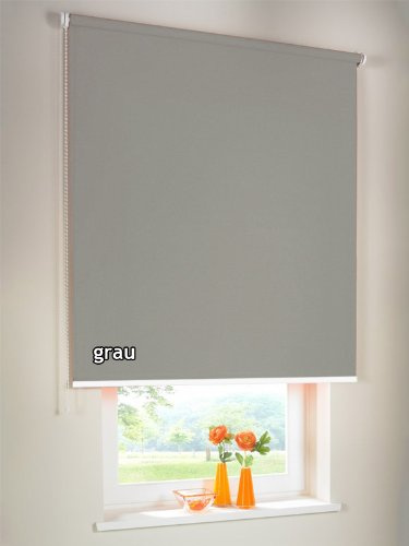Verdunkelungsrollo Seitenzugrollo Kettenzugrollo Rollo Verdunkelung 110 x 240 cm / 110x240 cm grau - Bedienseite links