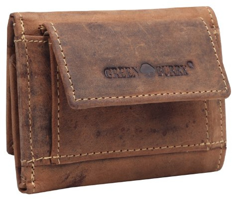 Greenburry Vintage Mini Portmonee Leder Geldbeutel braun | 10x8cm