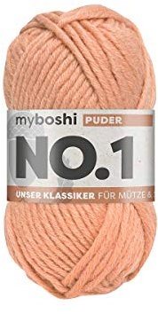myboshi No.1 Wolle zum Häkeln und Stricken, Schnellstrickgarn, langlebige Mützenwolle, Strickwolle, Häkelwolle, mulesing-frei, 50g, Ll 55m Rosa (Puder) 1 Knäuel