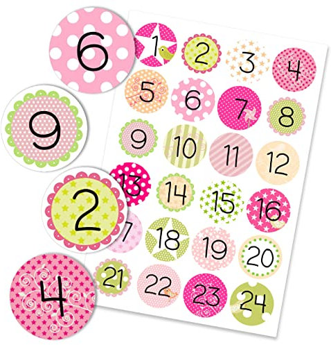 Papierdrachen 24 Adventskalender Zahlenaufkleber - Nr 14 - Sticker 4cm - zum Basteln und Dekorieren