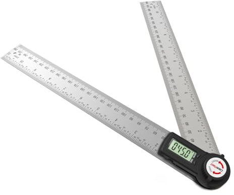 GemRed Digital Angle Finder, 300mm Stainless Steel Digital Protractor 360 Degree, Angle Measurement Tool with LCD Display, Angle Finder Tool for Woodworking Decoration Construction (Battery Include)