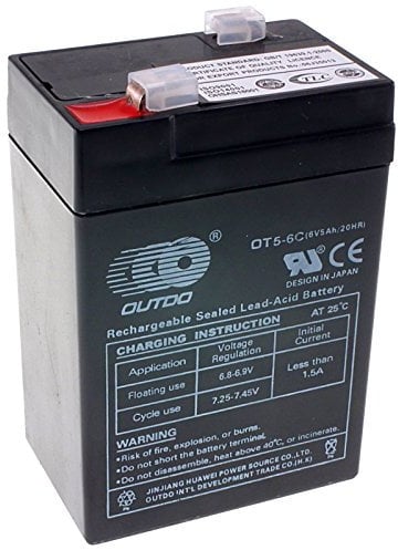 OUTDO 6V 5Ah Rechargeable Sealed Lead Acid Battery. Ideal for ride on toys, torches, alarm systems, UPS & many more