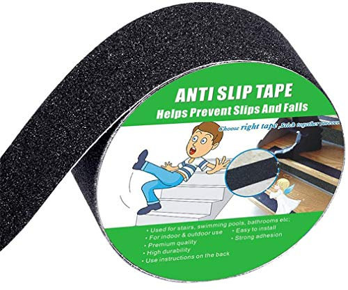 Yorwe Anti Slip Tape, High Traction, Strong Grip Abrasive, Not Easy Leaving Adhesive Residue, Indoor & Outdoor (50MM Width x 5M Long, Black)