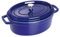STAUB Gusseisen Bräter/Cocotte, Oval 29 cm, 4,25 L, Aromaregen Funktion für optimale Befeuchtung, Für alle Herdarten inkl. Induktion & Backofen, Dunkelblau