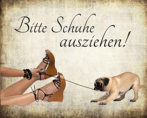 Creativ Deluxe Metallschild Bitte Schuhe ausziehen 20 x 25 cm