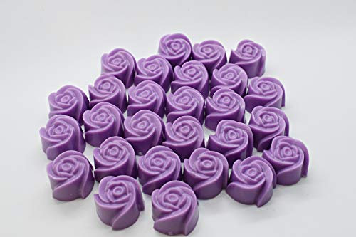 50 x Mini Rose Soap - Wedding Birthday Party Favours - Scented - BULK Oq (Purple - Bee Happy)