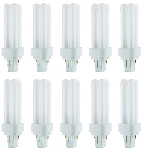 Sunlite 40541 PLD13/SP41K/10PK Double Twin Tube Compact Fluorescent Lamp, PLD 2-Pin, 13 Watts, 660 Lumens, 4100K Cool White, 2-Pin (GX23-2) Base, 10 Pack