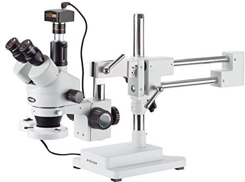 AmScope SM-4TZ-FRL-M Inspektionszoom-Stereomikroskop mit 1.3 MP USB-Kamera, 3.5X-90X, Weiß
