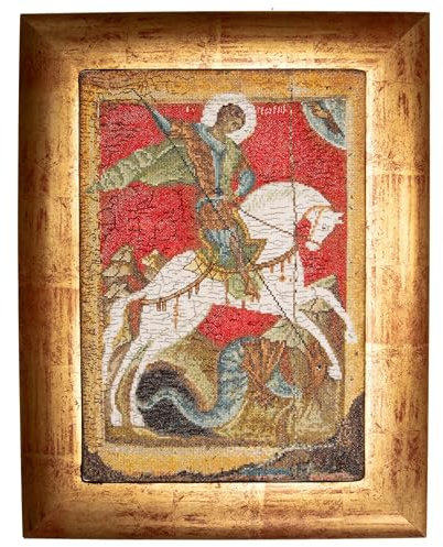 Thea Gouverneur - Counted Cross Stitch Kit - Icon St. George - Aida - 18 Count - Embroidery Kit for Adults - DMC Embroidery Threads and Other Cross Stitch Supplies Included - 498A