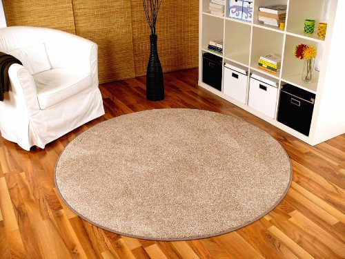 Hochflor Velours Teppich Triumph Beige Rund in 7 Größen