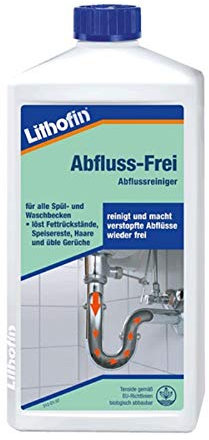 BlueCase Lithofin Abflussfrei - 1 Liter, Abfluss Reiniger, Flüssig, Unparfümiert, Abfluss Reneigend